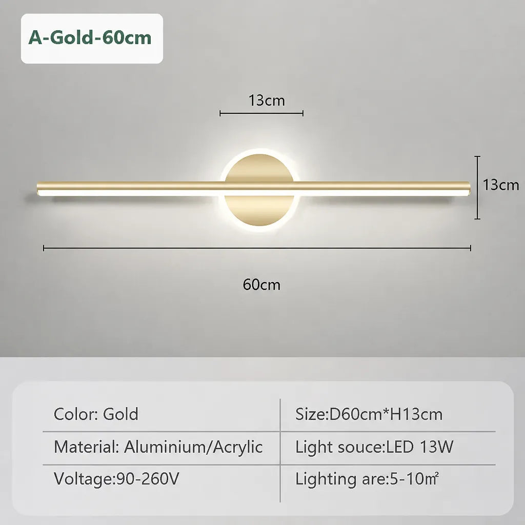 Linaris - Moderne LED Wandleuchte Spiegel Rund - Gold 60cm