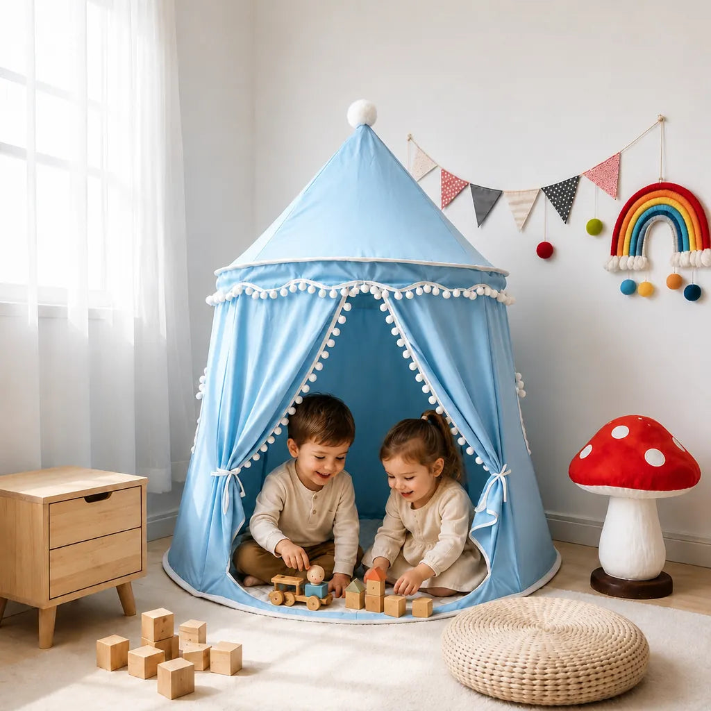 Prinzara - Spielzelt Kinder Prinzessin Innen Faltbar - Hellblau