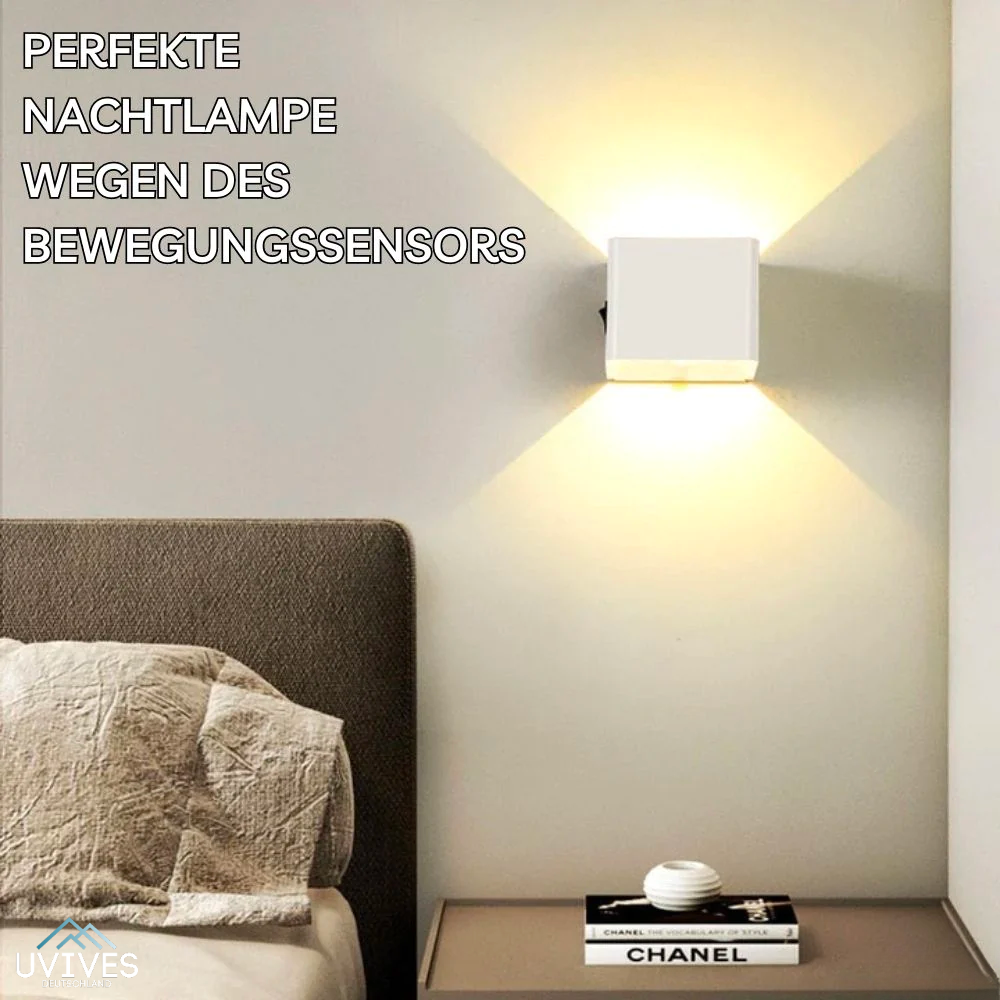 Kabellose kubische LED-Wandleuchte mit Bewegungssensor und Licht nach oben und unten
