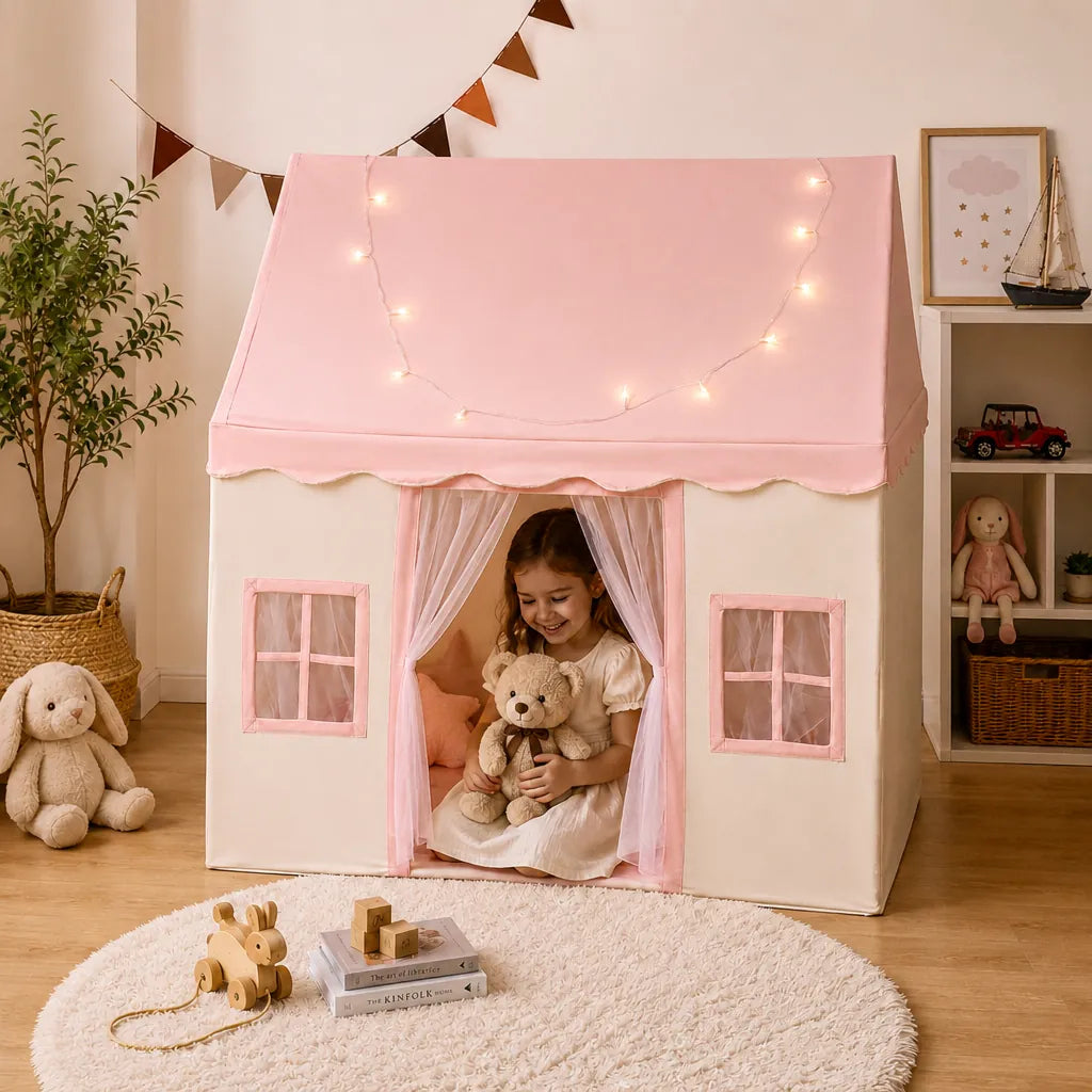 Playori - Kinderspielzelt Faltbar Indoor Spielhaus - Rosa
