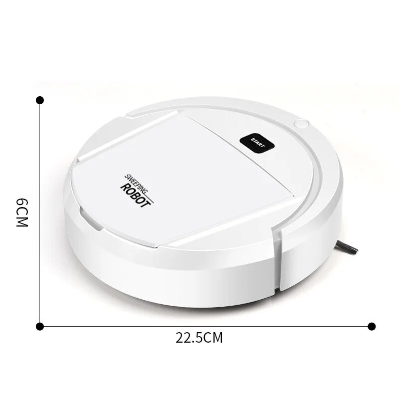 Runder 3-in-1-Saugroboter mit seitlichen Bürsten auf einem Boden