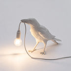 Corvano - Krähen Tischlampe Dekorativ Vogel-Design - Weiß Stehend
