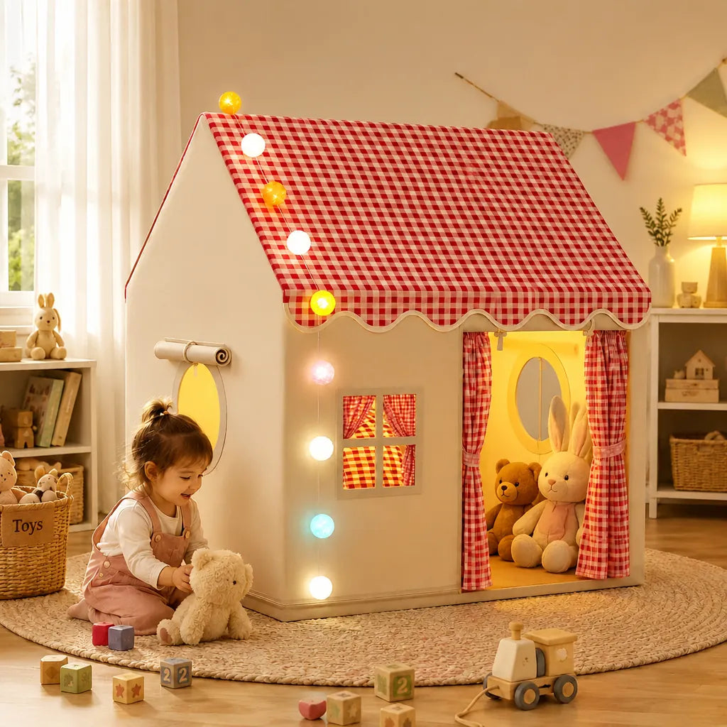 Lumihüs - Kinder Spielhaus Zelt Mit Lichterkette - Rosa
