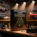 Schwarzer Adventskalender mit 24 Auto- und Werkstattdekorationen