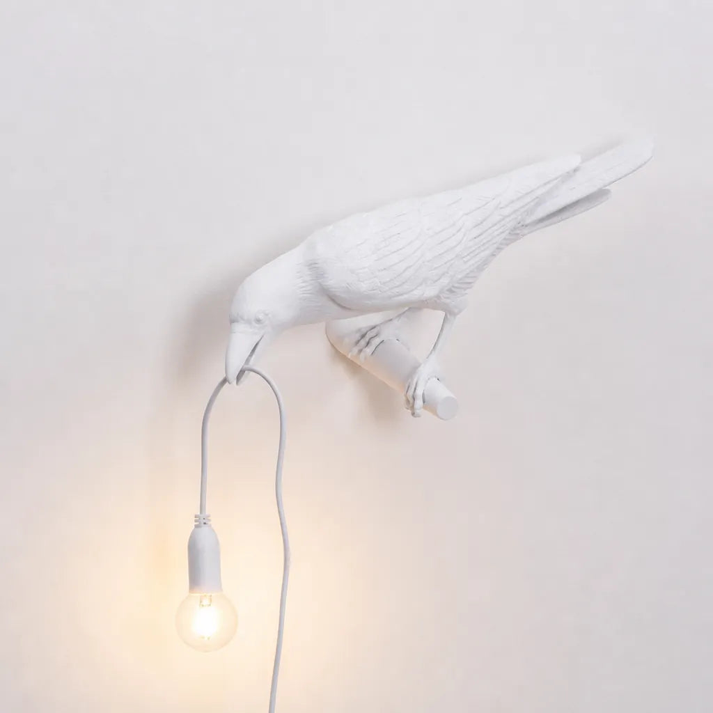 Corvano - Krähen Tischlampe Dekorativ Vogel-Design - Weiß Auf Der Linken Seite