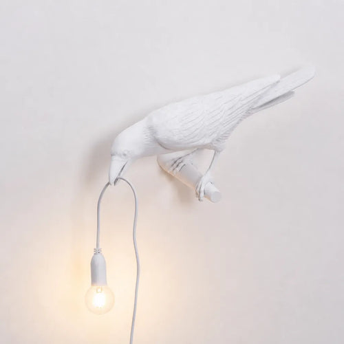 Corvano - Krähen Tischlampe Dekorativ Vogel-Design - Weiß Auf Der Linken Seite