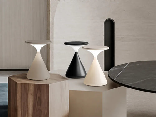 Conara - Sanduhr Tischlampe Kabellos Dimmbar - Weiß
