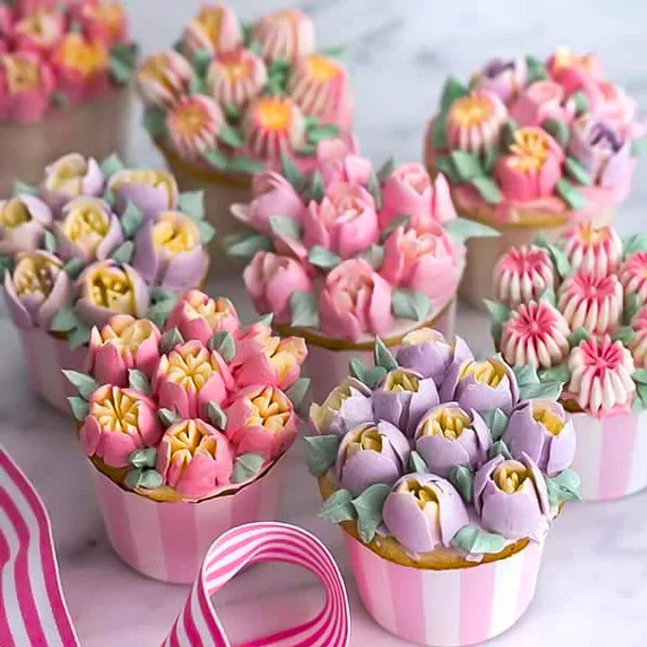 14-teiliges Tortendekorationsset mit Edelstahl-Spritztüllen und Silikonzubehör