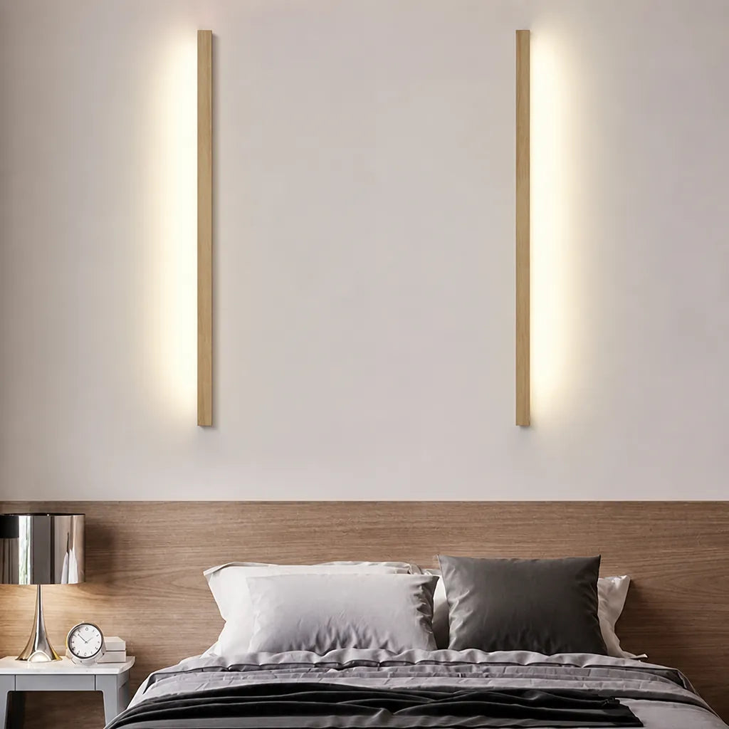 Linova - Minimalistische Längliche LED Wandleuchte Holzoptik - Warmweiß (3000K)