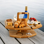 Picoria - Klappbarer Picknick-Gartentisch Mit Weinflaschenhalter - Dunkelbraun
