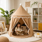 Prinzara - Spielzelt Kinder Prinzessin Innen Faltbar - Kaffeebraun