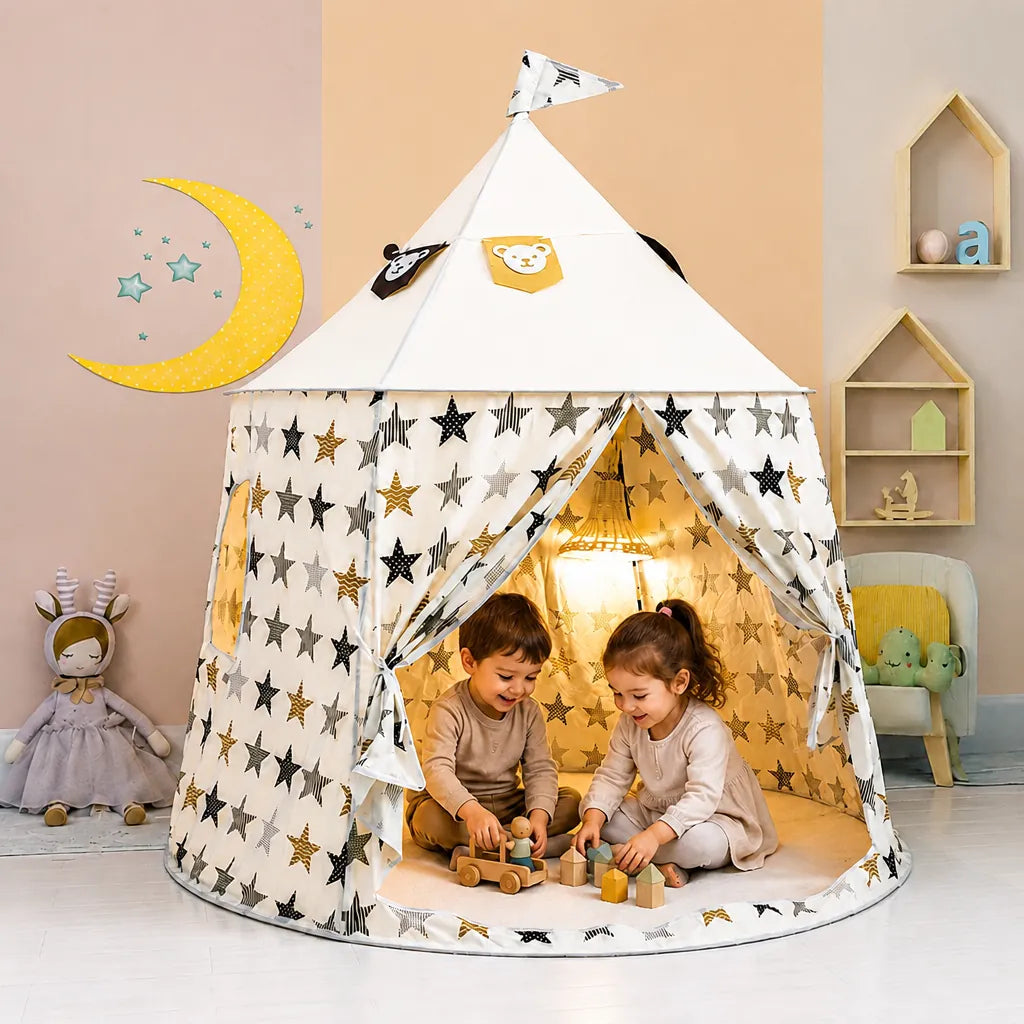 Prinzara - Spielzelt Kinder Prinzessin Innen Faltbar - Sterne