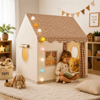 Lumihüs - Kinder Spielhaus Zelt Mit Lichterkette - Khaki