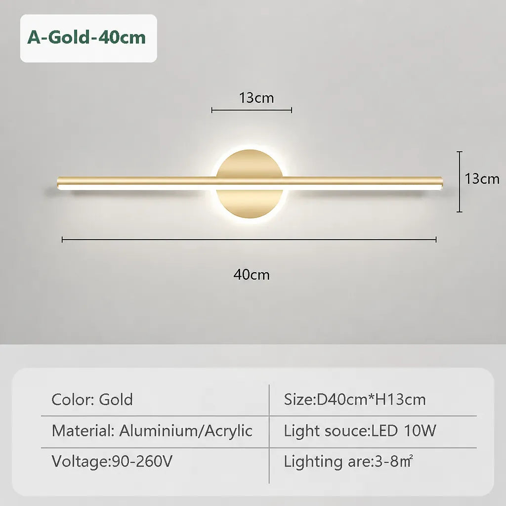 Linaris - Moderne LED Wandleuchte Spiegel Rund - Gold 40cm