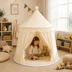Prinzara - Spielzelt Kinder Prinzessin Innen Faltbar - Beige