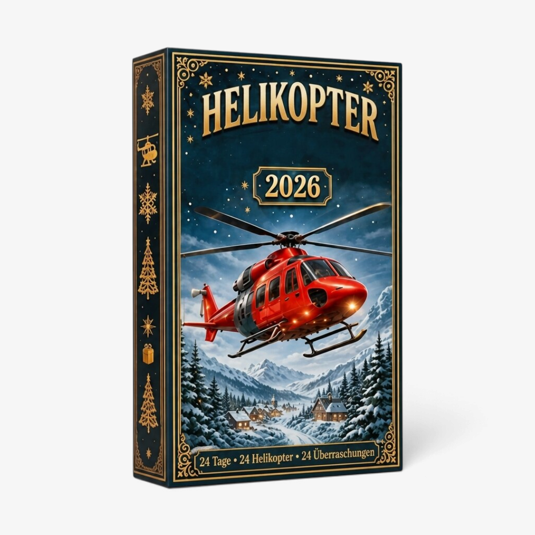 Adventskalender mit 24 Türchen und illustriertem Flugzeug-Motiv