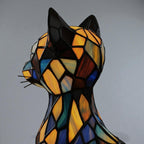 Bunte LED-Tischlampe in Katzenform mit geometrischem Mosaikdesign