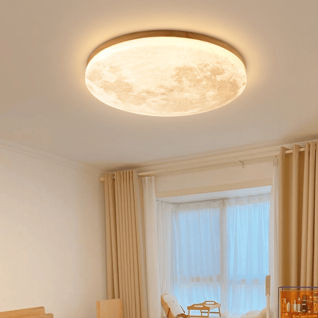 Runde dimmbare LED-Deckenleuchte mit strukturierter Mondoberfläche