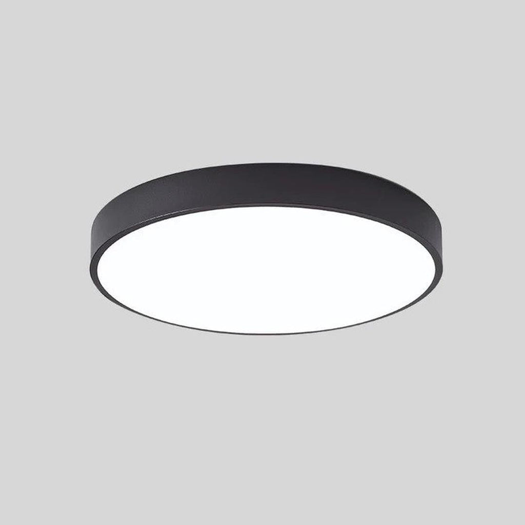 Runde LED-Deckenleuchte mit flachem Rahmen und großer Lichtfläche